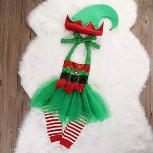 🎄SALE  Baby Girl Romper Tulle Bodysuit+Leg